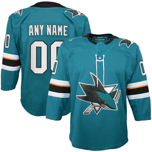 Custom SJ.Sharks 2019-20 Home Premier Teal Stitched American Hockey Jerseys CROVYIE