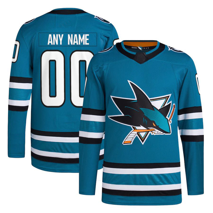 Custom SJ.Sharks Home Primegreen Authentic Pro Jersey Teal Stitched American Hockey Jerseys CROVYIE