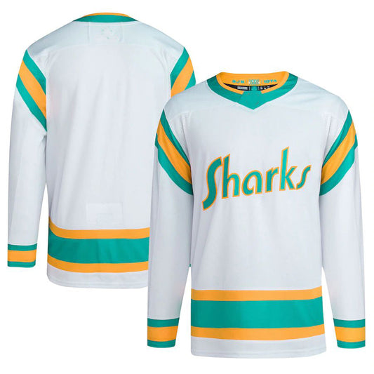SJ.Sharks Reverse Retro 2.0 Authentic Blank Jersey White Stitched American Hockey Jerseys CROVYIE