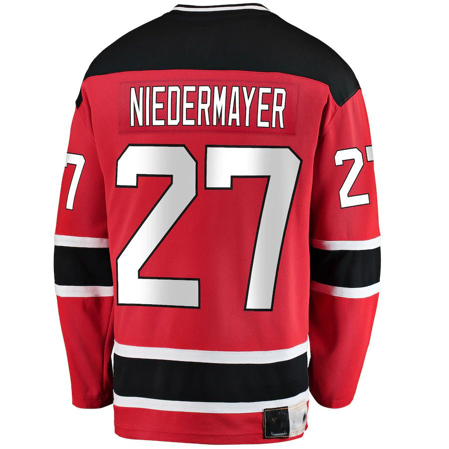 NJ.Devils #27 Scott Niedermayer Fanatics Branded Premier Breakaway Retired Player Jersey Red Stitched American Hockey Jerseys CROVYIE