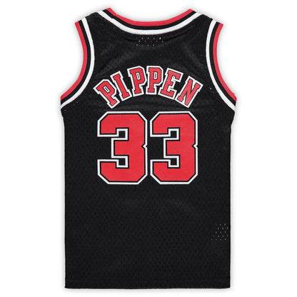 C.Bulls #33 Scottie Pippen Mitchell & Ness Preschool 1997-1998 Hardwood Classics Throwback Team Jersey Black Stitched American Basketball Jersey