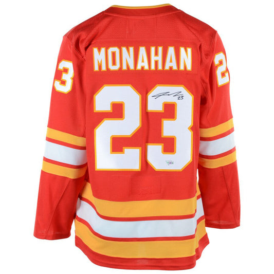 C.Flames #23 Sean Monahan Fanatics Authentic Autographed Alternate Jersey Red Stitched American Hockey Jerseys CROVYIE