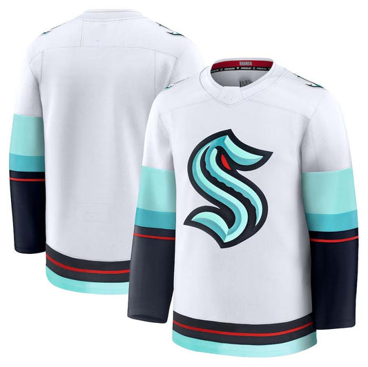 S.Kraken Fanatics Away Premium Jersey - White Stitched American Hockey Jerseys CROVYIE
