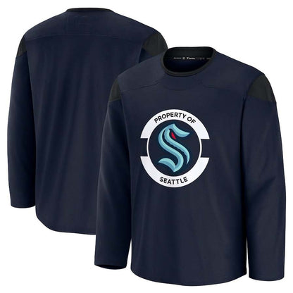 S.Kraken Fanatics Team Practice Jersey - Deep Sea Blue Stitched American Hockey Jerseys CROVYIE