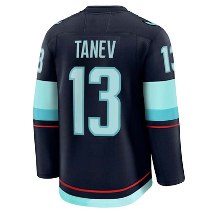 S.Kraken #13 Brandon Tanev Fanatics Home Premium Jersey - Deep Sea Blue Stitched American Hockey Jerseys CROVYIE