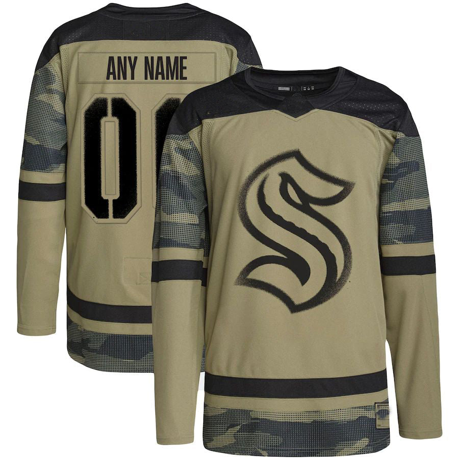 Custom S.Kraken Military Appreciation Team Authentic Practice Jersey Camo Stitched American Hockey Jerseys CROVYIE
