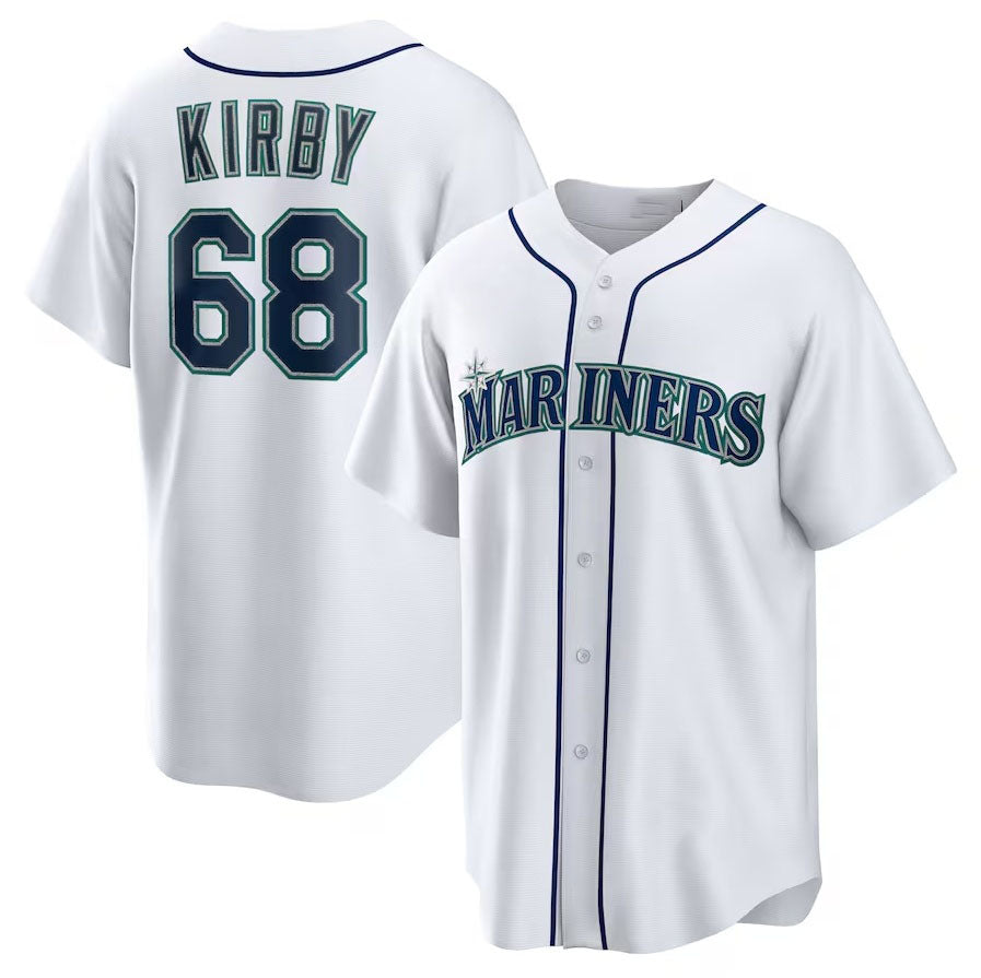 Seattle Mariners #68 George Kirby Home Replica Jersey - White Stitched Baseball Jersey