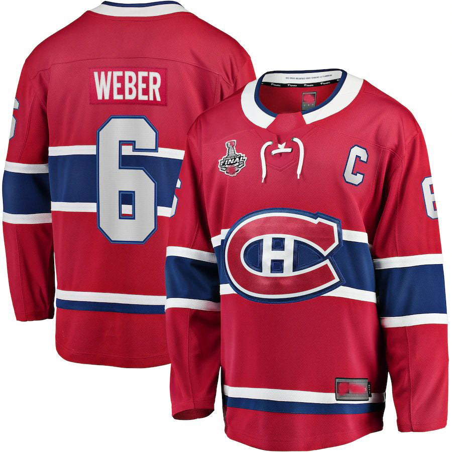 M.Canadiens #6 Shea Weber Fanatics Branded Home 2021 Stanley Cup Final Bound Breakaway Jersey Red Stitched American Hockey Jerseys CROVYIE