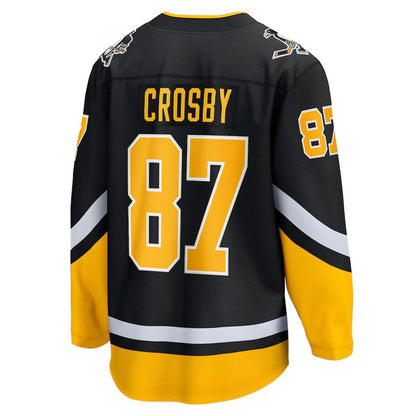 P.Penguins #87 Sidney Crosby Fanatics Branded 2021-22 Alternate Premier Breakaway Player Jersey Black Stitched American Hockey Jerseys CROVYIE