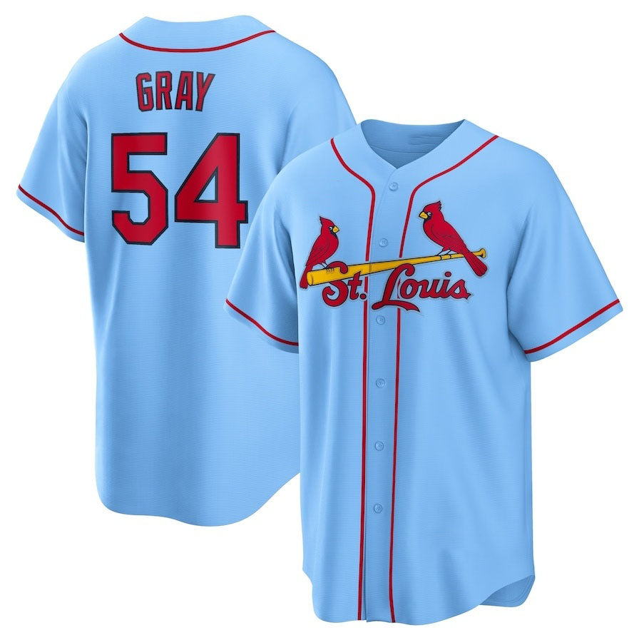St. Louis Cardinals #54 Sonny Gray Alternate Replica Jersey - Light Blue Stitched Baseball Jersey