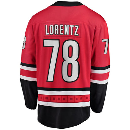 C.Hurricanes #78 Steven Lorentz Fanatics Branded Home Breakaway Player Jersey  Red Stitched American Hockey Jerseys CROVYIE
