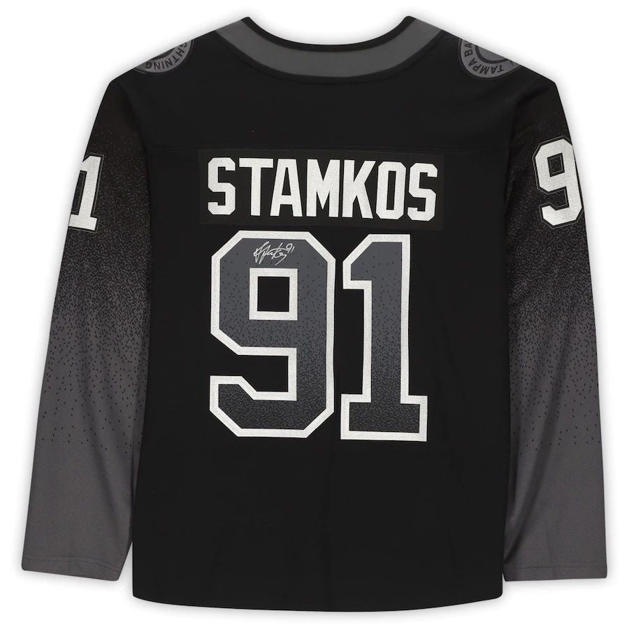 TB.Lightning #91 Steven Stamkos Fanatics Authentic Autographed Black Alternate Breakaway Jersey Stitched American Hockey Jerseys CROVYIE