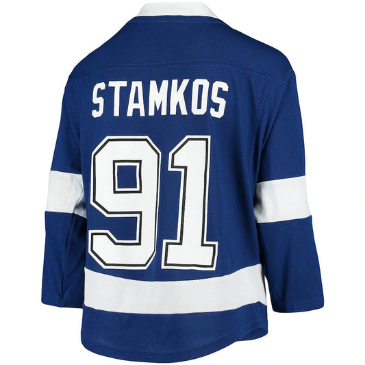 TB.Lightning #91 Steven Stamkos Home Replica Player Jersey Blue Stitched American Hockey Jerseys CROVYIE