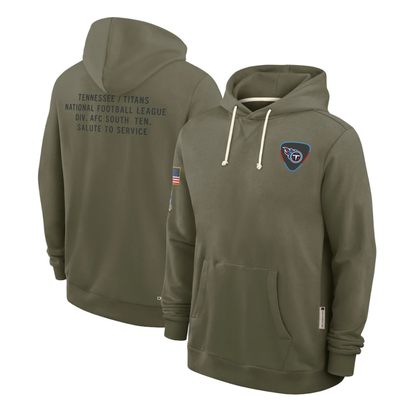 T.Titans Olive 2025 Salute to Service Sideline Standard Issue Dri-FIT Hoodie Stitched American Football Jerseys