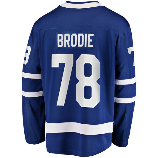 T.Maple Leafs #78 TJ Brodie Fanatics Branded Home Breakaway Player Jersey Blue Stitched American Hockey Jerseys CROVYIE