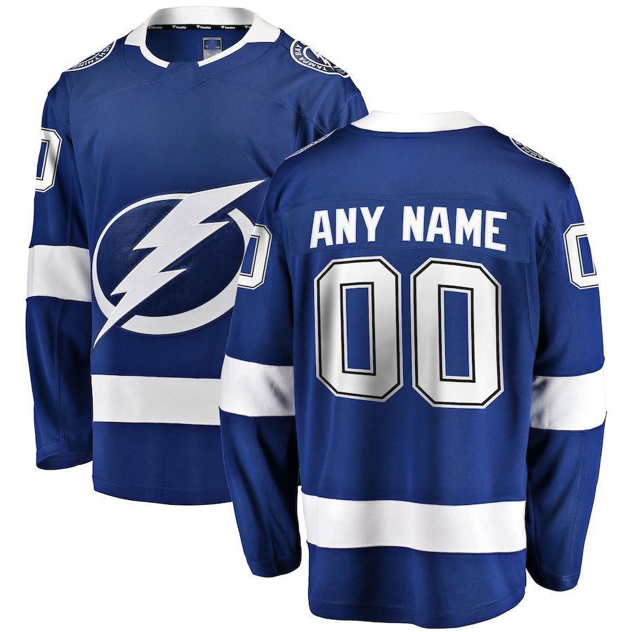 Custom TB.Lightning Fanatics Branded Home Breakaway Jersey Blue Stitched American Hockey Jerseys CROVYIE