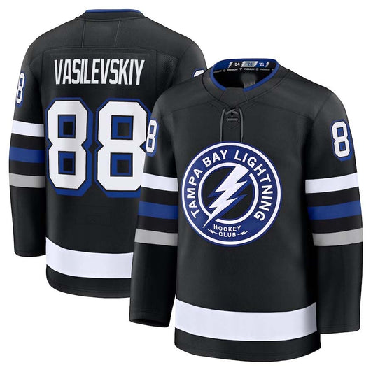 TB.Lightning #88 Andrei Vasilevskiy Fanatics Alternate Premium Jersey - Black Stitched American Hockey Jerseys CROVYIE