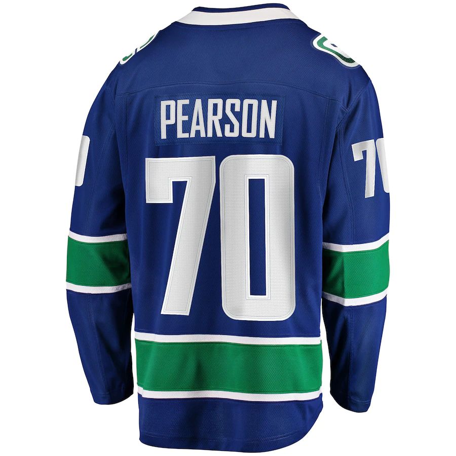 V.Canucks #70 Tanner Pearson Fanatics Branded Home Breakaway Player Jersey Blue Stitched American Hockey Jerseys CROVYIE