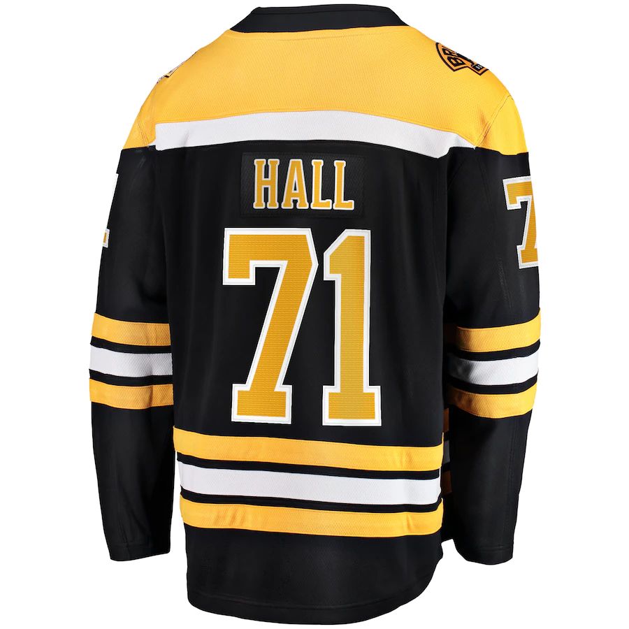 B.Bruins #71 Taylor Hall Fanatics Branded Home Premier Breakaway Player Jersey Black Stitched American Hockey Jerseys CROVYIE
