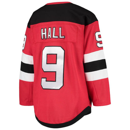 NJ.Devils #9 Taylor Hall Home Premier Player Jersey Red Stitched American Hockey Jerseys CROVYIE