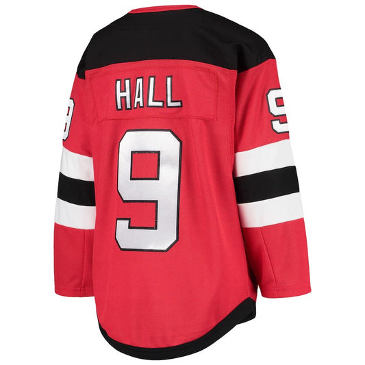 NJ.Devils #9 Taylor Hall Home Premier Player Jersey Red Stitched American Hockey Jerseys CROVYIE