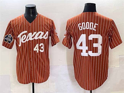 T.Longhorns #43 Leighann Goode Orange Pinstripe 2025 World Series Stitched American College Jerseys