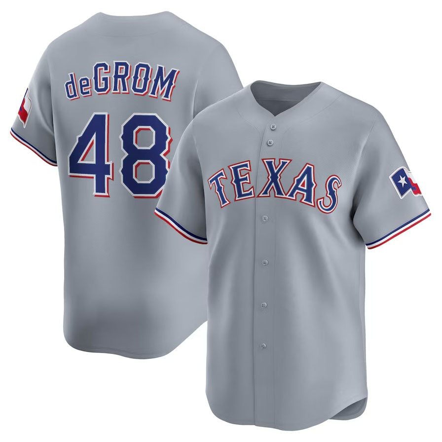Texas Rangers #48 Jacob deGrom Road Limited Player Jersey - Gray Stitched Baseball Jersey