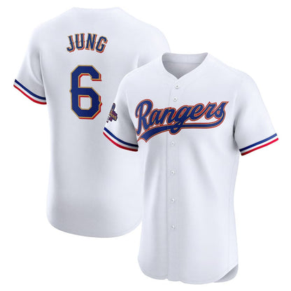 Texas Rangers #6 Josh Jung 2024 Gold Collection Elite Player Jersey ¨C White Baseball Jerseys
