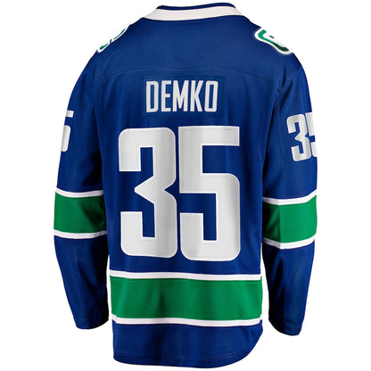 V.Canucks #35 Thatcher Demko Fanatics Branded Home Breakaway Jersey  Blue Stitched American Hockey Jerseys CROVYIE