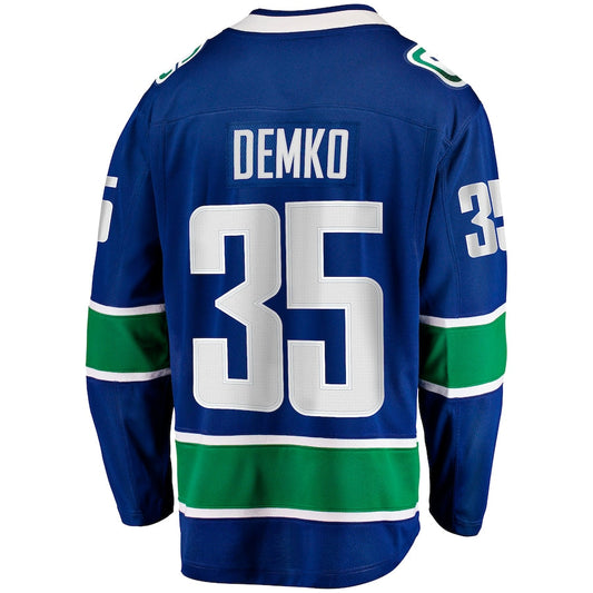 V.Canucks #35 Thatcher Demko Fanatics Branded Home Breakaway Jersey  Blue Stitched American Hockey Jerseys CROVYIE