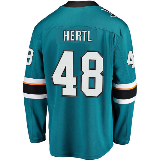 SJ.Sharks #48 Tomas Hertl Fanatics Branded Home Premier Breakaway Player Jersey Teal Stitched American Hockey Jerseys CROVYIE