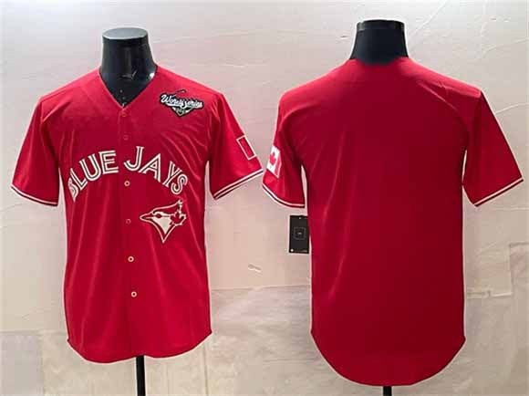 Toronto Blue Jays Blank Red 2025 World Series Home Cool Base Stitched Baseball Jersey
