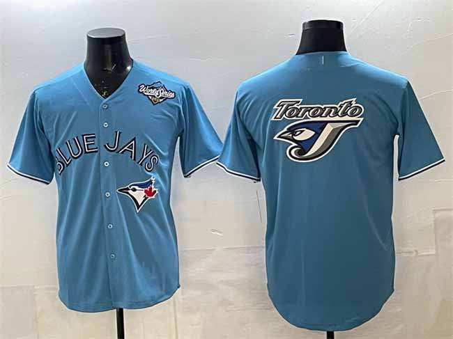 Toronto Blue Jays Team Big Logo Blue 2025 World Series Home Cool Base Stitched Baseball Jersey
