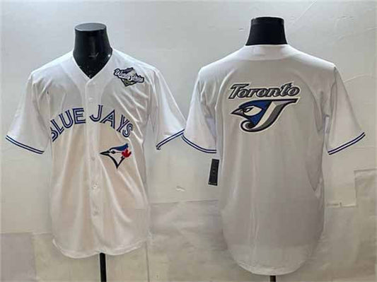 Toronto Blue Jays Team Big Logo White 2025 World Series Home Cool Base Stitched Baseball Jersey