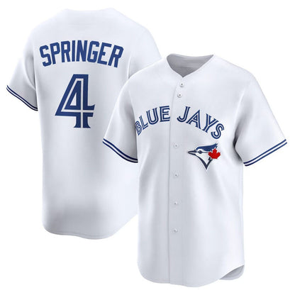 Toronto Blue Jays #4 George Springer Home Limited Player Jersey - White Stitched Baseball Jersey