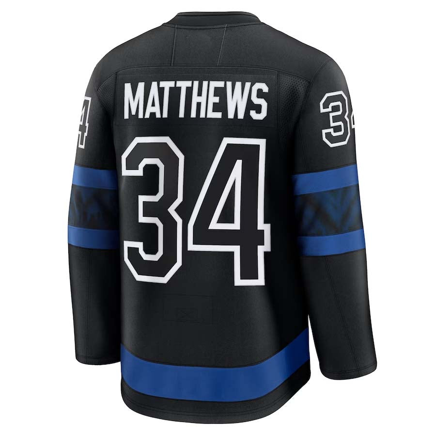 T.Maple Leafs #34 Auston Matthews Fanatics Captain Patch Alternate Premium Jersey - Black Stitched American Hockey Jerseys CROVYIE