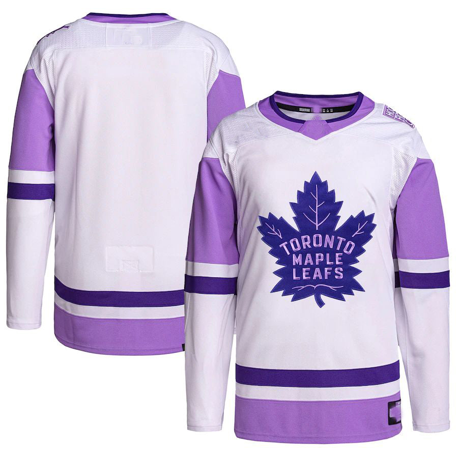 T.Maple Leafs Hockey Fights Cancer Primegreen Authentic Blank Practice Jersey White Purple Stitched American Hockey Jerseys CROVYIE