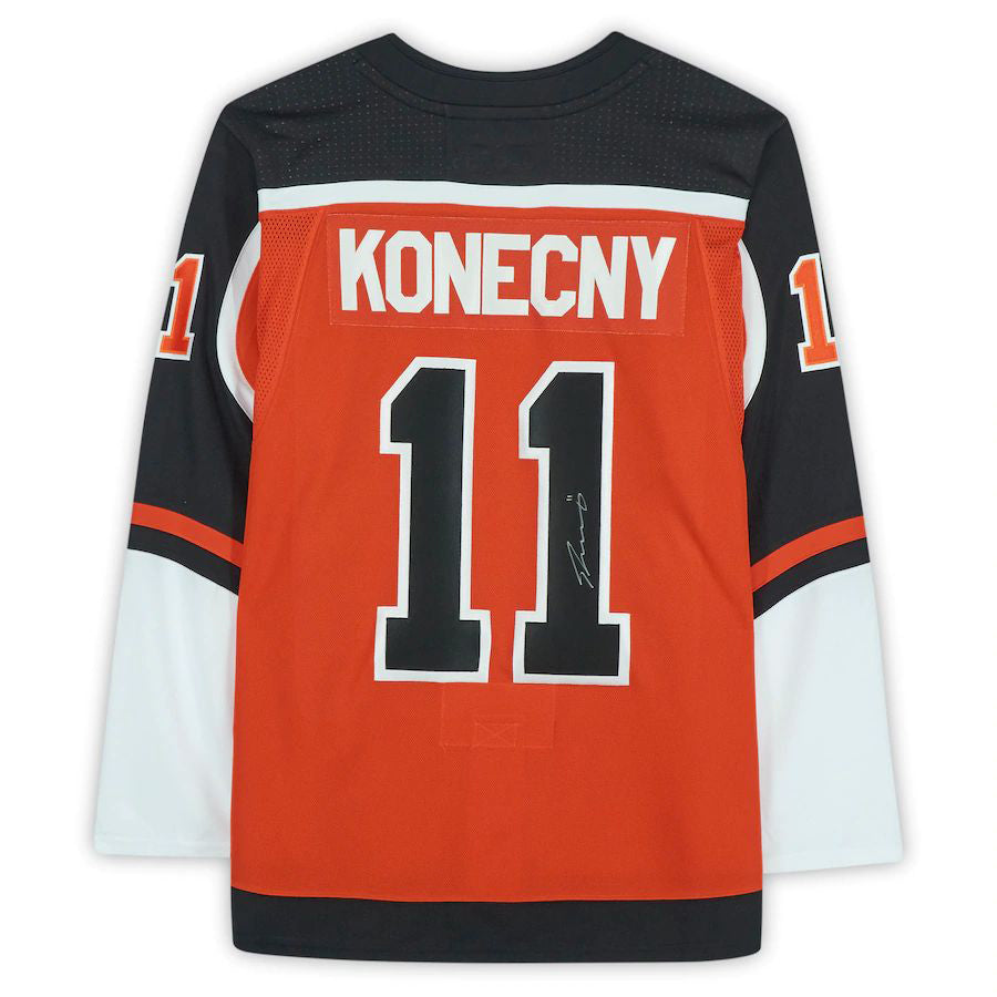 P.Flyers #11 Travis Konecny Fanatics Authentic Autographed 2020-21 Reverse Retro  Orange Stitched American Hockey Jerseys CROVYIE