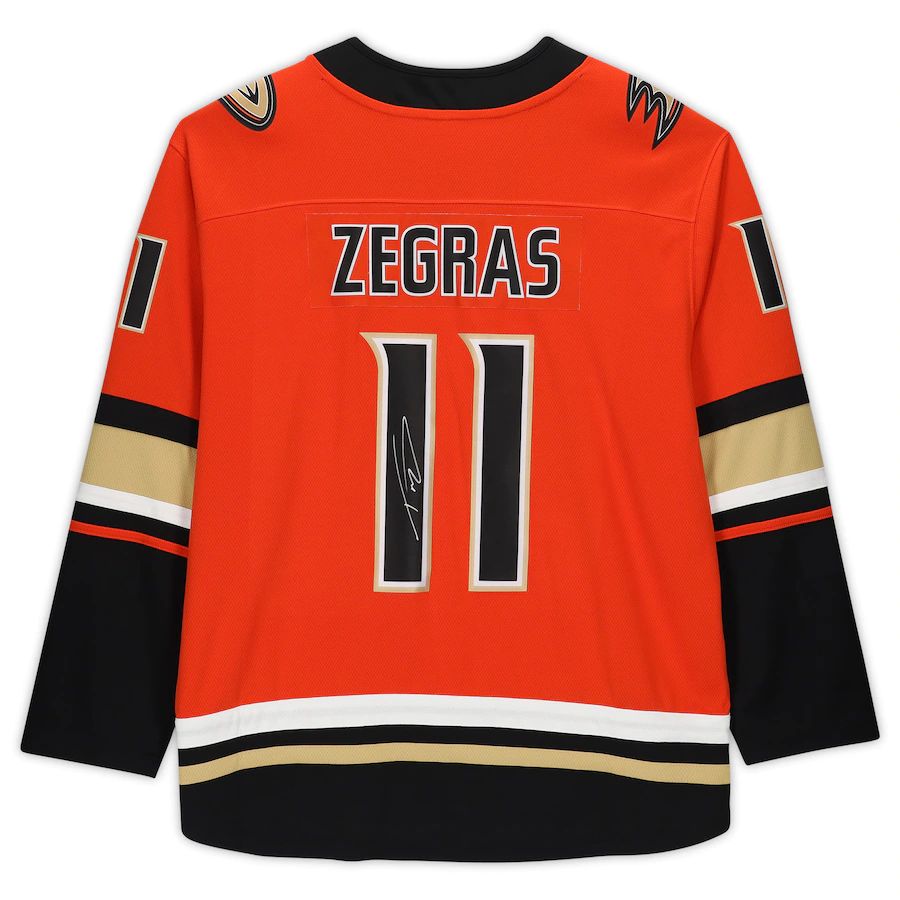 A.Ducks #11 Trevor Zegras Fanatics Authentic Autographed  Authentic Jersey  Orange Stitched American Hockey Jerseys CROVYIE