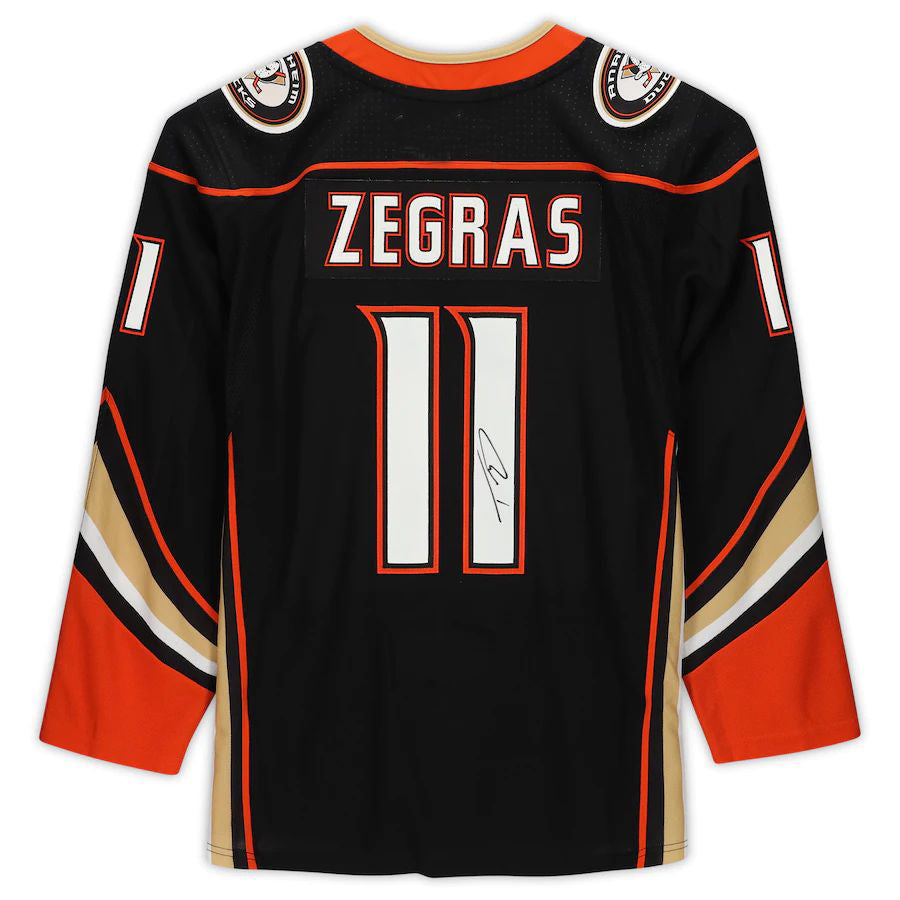 A.Ducks #11 Trevor Zegras Fanatics Authentic Autographed Authentic Jersey Black Stitched American Hockey Jerseys CROVYIE