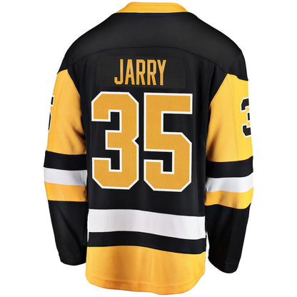 P.Penguins #35 Tristan Jarry Fanatics Branded Home Breakaway Player Jersey Black Stitched American Hockey Jerseys CROVYIE