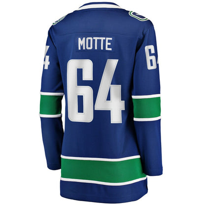 V.Canucks #64 Tyler Motte Fanatics Branded Home Breakaway Player Jersey Blue Stitched American Hockey Jerseys CROVYIE