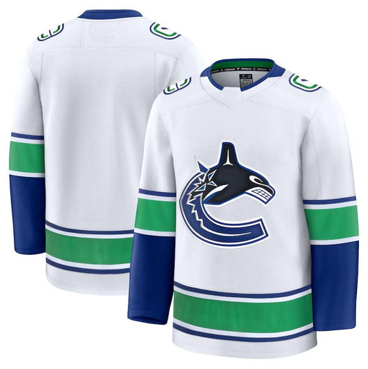 V.Canucks Fanatics Away Premium Jersey - White Stitched American Hockey Jerseys CROVYIE