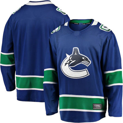 V.Canucks Fanatics Branded Home Team Breakaway Jersey Blue Stitched American Hockey Jerseys CROVYIE