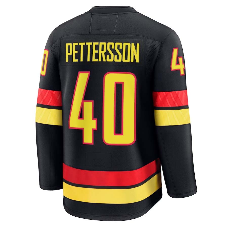 V.Canucks #40 Elias Pettersson Fanatics Alternate Premium Jersey - Black Stitched American Hockey Jerseys CROVYIE