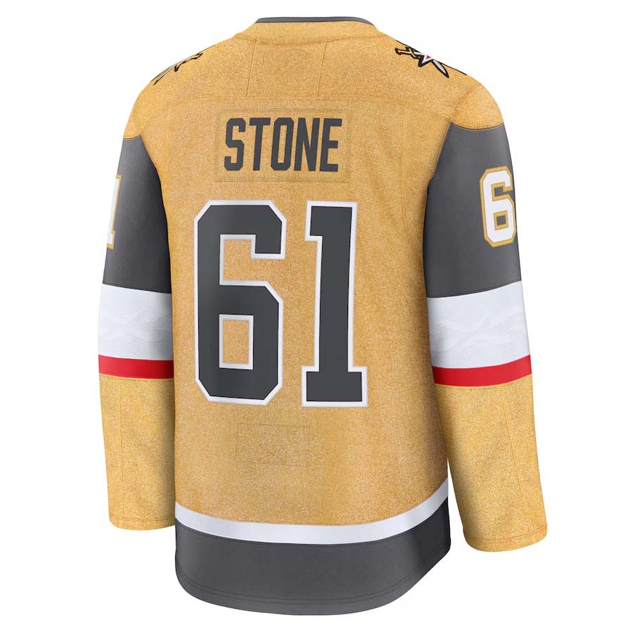 V.Golden Knights #61 Mark Stone Fanatics Home Premium Jersey - Gold Stitched American Hockey Jerseys CROVYIE