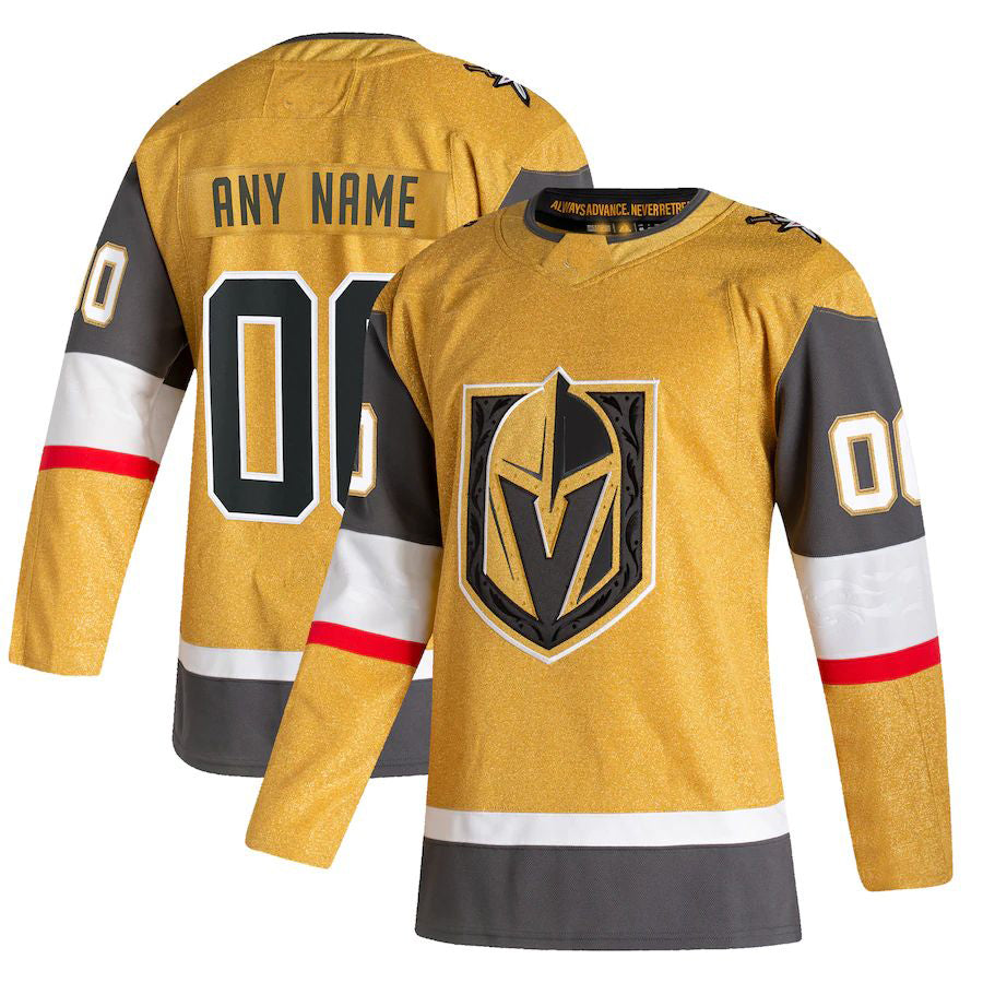 Custom V.Golden Knights 2020-21 Home Authentic Jersey Gold Stitched American Hockey Jerseys CROVYIE