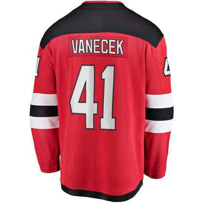 NJ.Devils #41 Vitek Vanecek Fanatics Branded Home Breakaway Player Jersey  Red Stitched American Hockey Jerseys CROVYIE