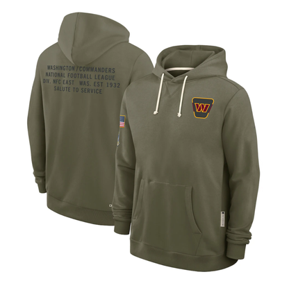 W.Commanders Olive 2025 Salute to Service Sideline Standard Issue Dri-FIT Hoodie Stitched American Football Jerseys
