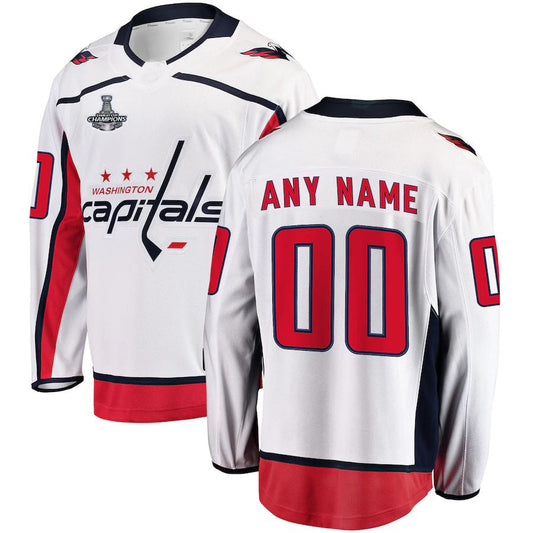 Custom W.Capitals 2018 Stanley Cup Champions Away Breakaway Jersey White Stitched American Hockey Jerseys CROVYIE